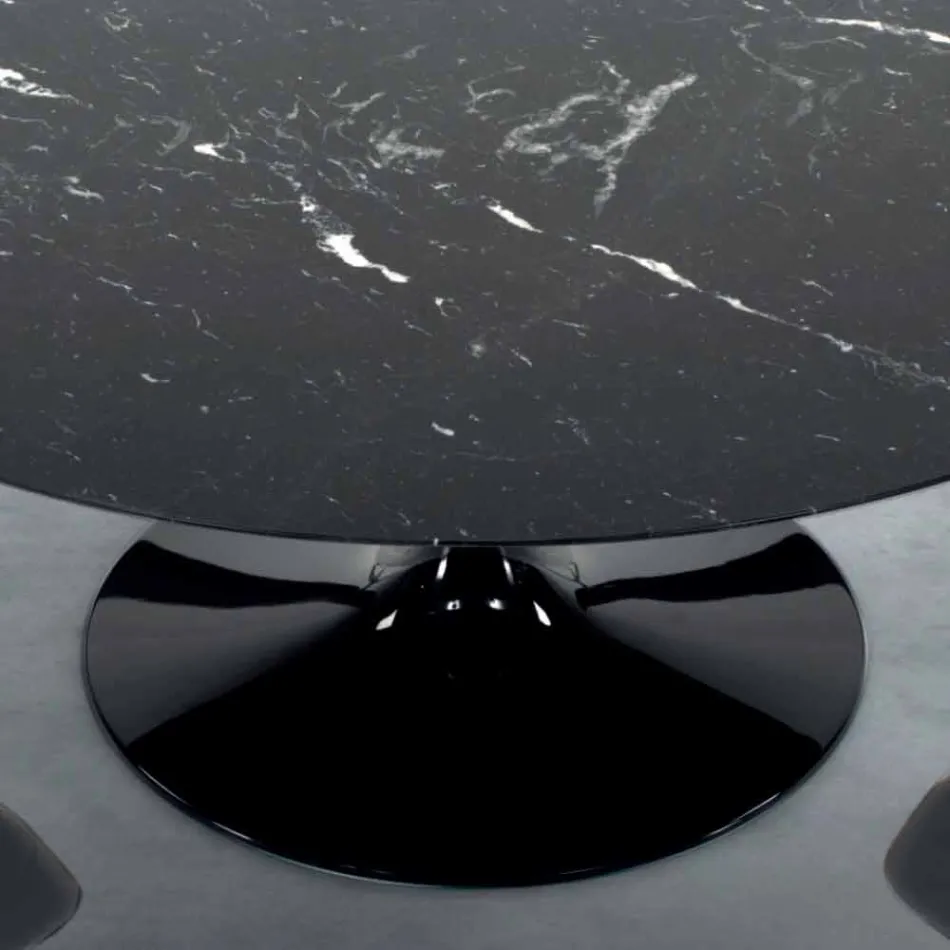 Moderne rundt bord i Carrara-marmor og Marquinia Made in Italy – Dollars Viadurini