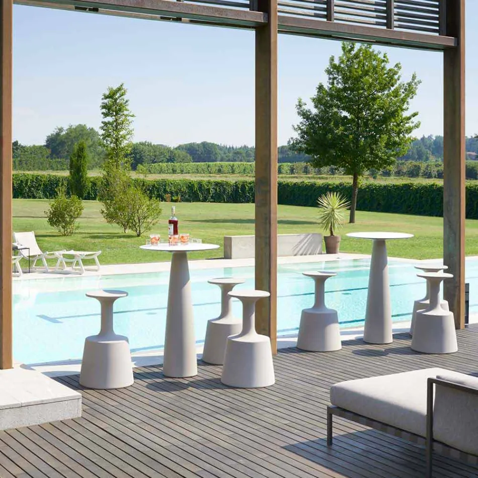 Polyethylen runde bord Slide Hoplà (H110) hpl top lavet i Italien Viadurini