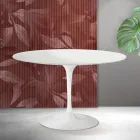 Saarinen Tulip Rundbord H 74 cm i Mat Hvid Florim Keramik - Skarlagenrød Viadurini