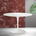 Saarinen Tulip Rundbord H 74 cm i Mat Hvid Florim Keramik - Skarlagenrød