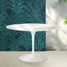 Saarinen Tulip Rundbord H 74 cm i Florim Calacatta Guld Glans Keramik - Skarlagenrød Viadurini