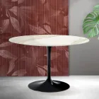 Saarinen Tulip Rundbord H 74 cm i Florim Calacatta Guld Mat Keramik - Skarlagenrød Viadurini