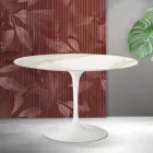 Saarinen Tulip Rundbord H 74 cm i Florim Calacatta Guld Mat Keramik - Skarlagenrød Viadurini