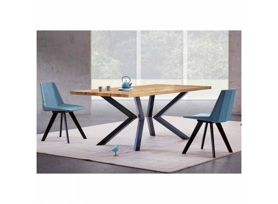 Moderne spisebord i knudeeg og metal fremstillet i Italien - Veruka Viadurini
