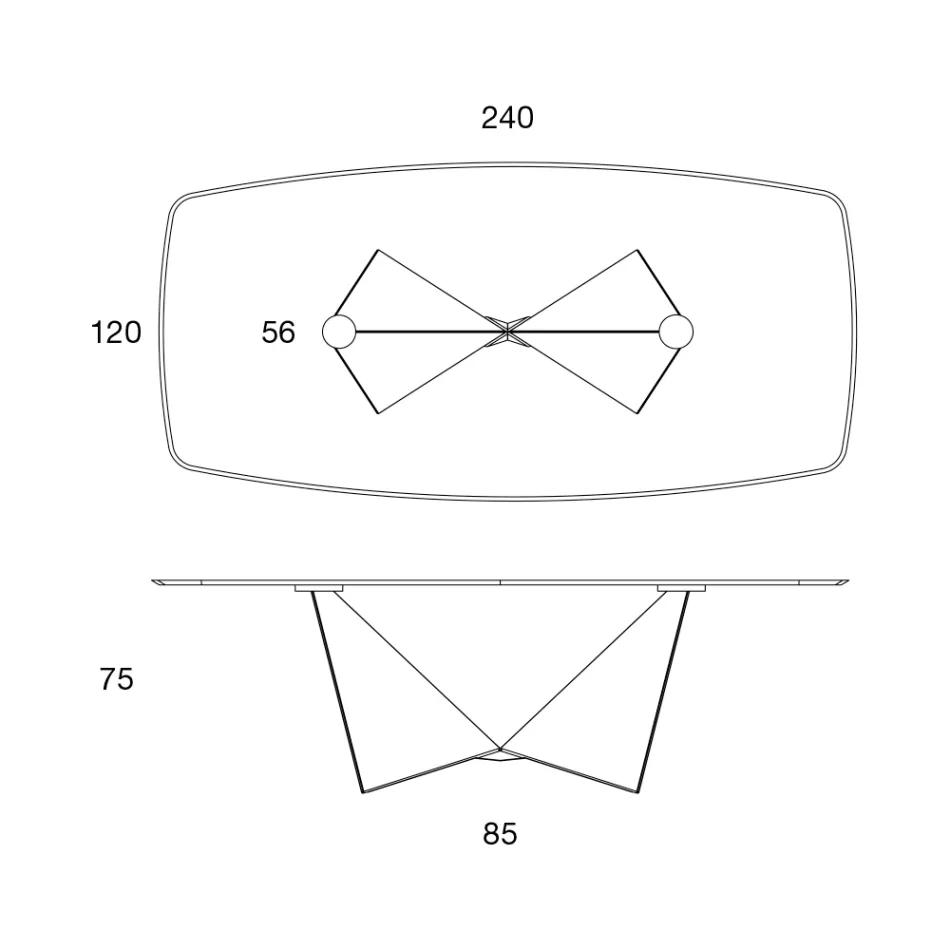 Spisebordsplade i matkeramik og metalben - Monacco Viadurini
