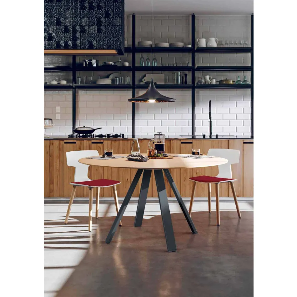 Rundt spisebord i metal og MDF Fremstillet i Italien - Cornelius Viadurini