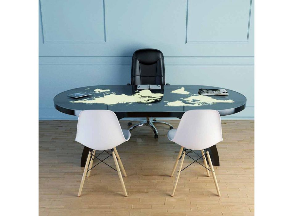 Moderne bord med glasplade lavet i Italien, Pontida Viadurini