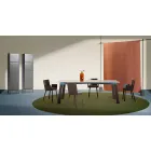 Moderne stuebord i stål med designmarmorplade - Aronte Viadurini