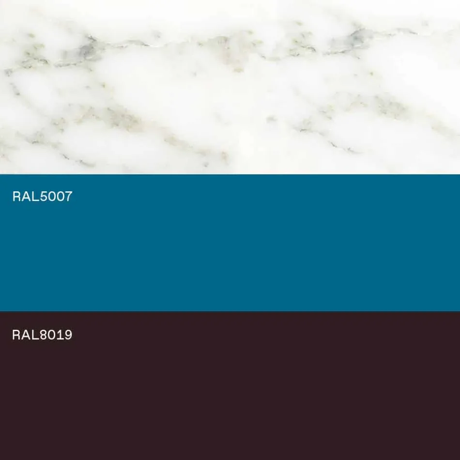 Moderne stuebord i stål med designmarmorplade - Aronte Viadurini