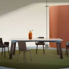 Moderne stuebord i stål med designmarmorplade - Aronte Viadurini