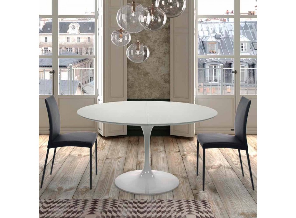 Rundt bord, der kan forlænges op til 170 cm i laminat Made in Italy - Dollars Viadurini