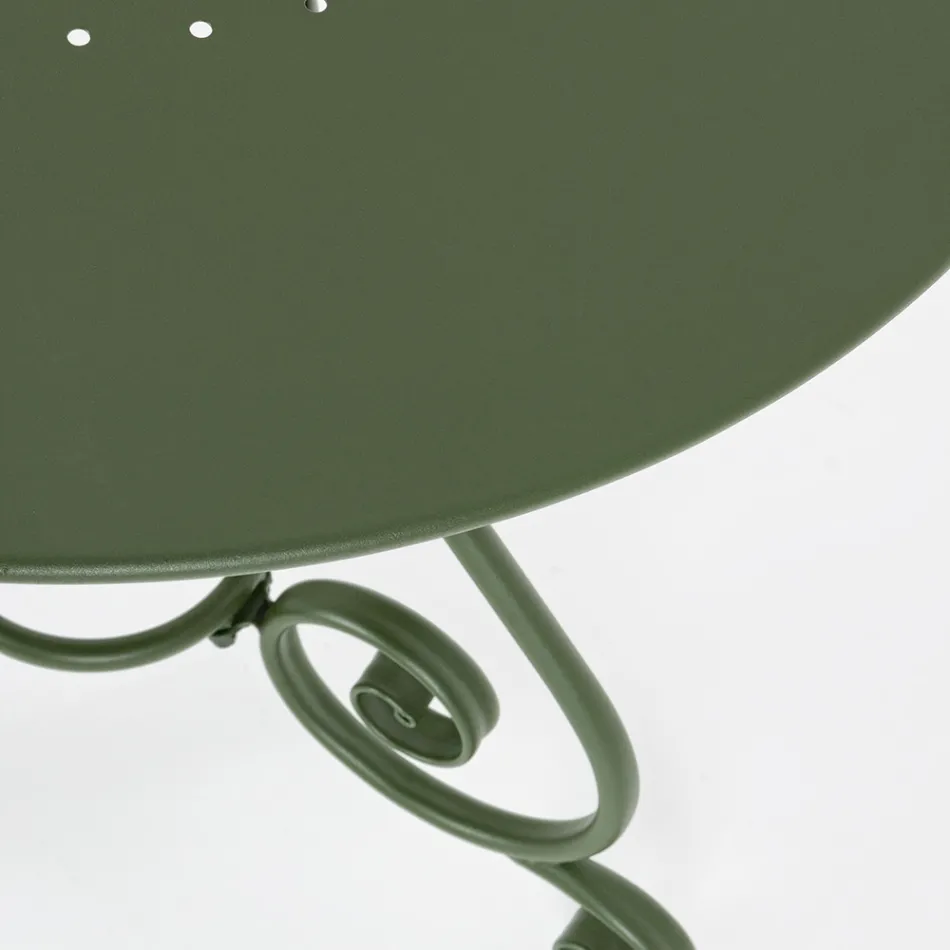 Shabby Chich stil rundt havebord i malet stål - fortryllelse Viadurini