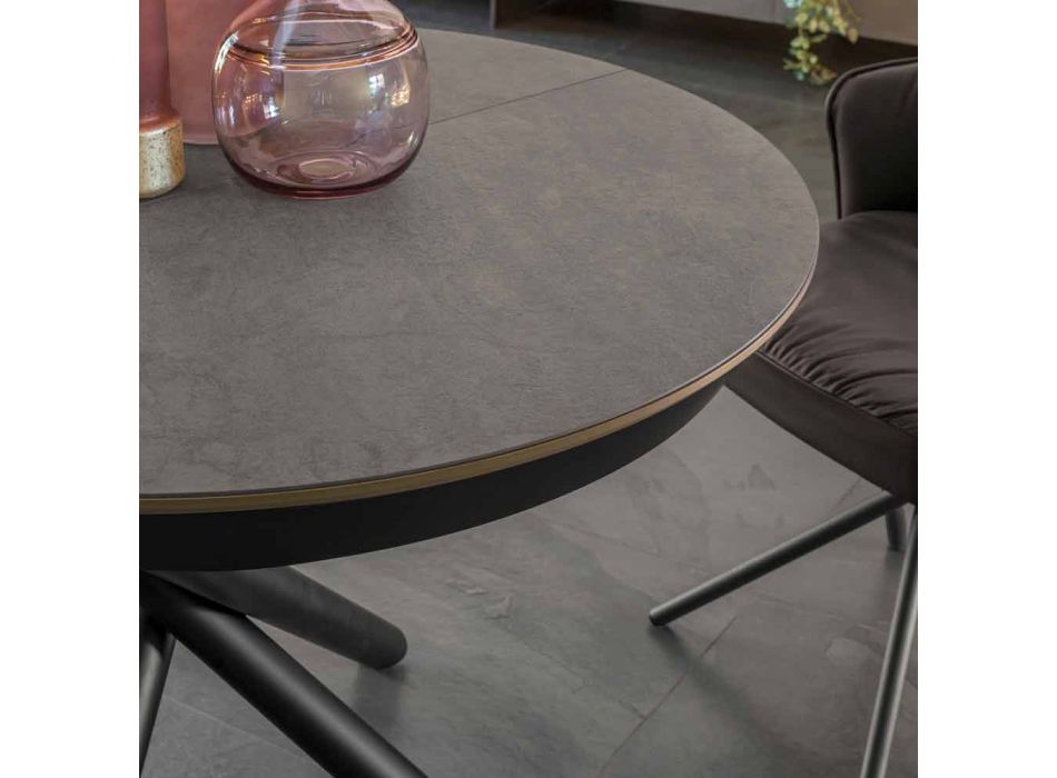 Rundt spisebord, der kan forlænges til 165 cm med keramisk top - Pistolero Viadurini