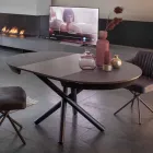 Rundt spisebord, der kan forlænges til 165 cm med keramisk top - Pistolero Viadurini