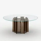 Rundt spisebord i ekstra klart glas, fremstillet i Italien - Duna Viadurini