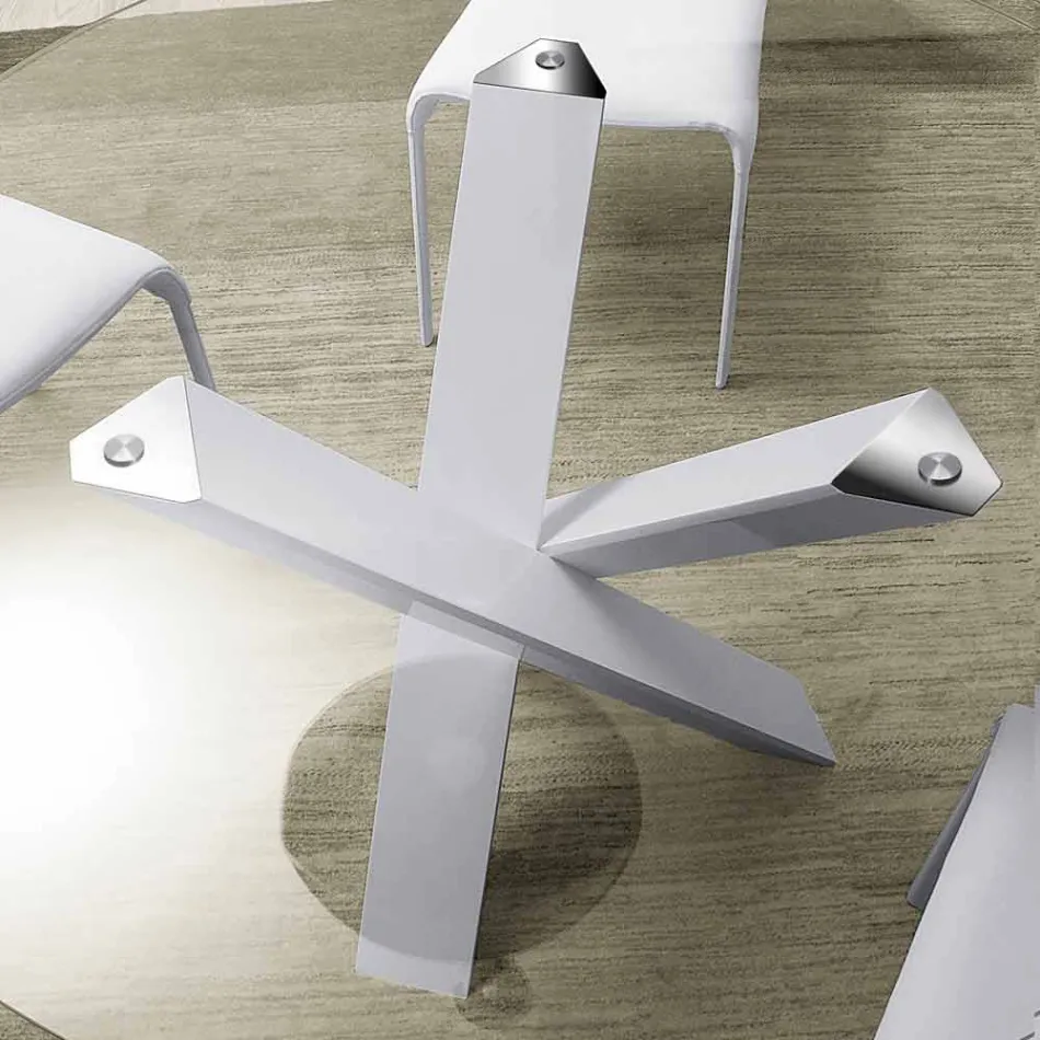 Rundt designbord d.150 glasplade lavet i Italien Cristal Viadurini