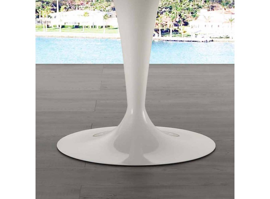Rundt bord diameter 120 cm med Rimini hvid Carrara marmorplade Viadurini