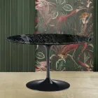 Eero Saarine Tulip Table H 73 med rund plade i Verde Alpi Marmor Viadurini