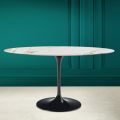 Tulip Eero Saarinen H 73 Ovalt bord i keramik Calacatta Antique White - Scarlet