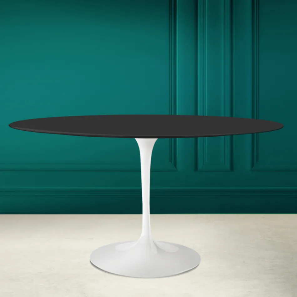 Tulip Table Eero Saarine H 73 Oval i Noir Soft Ceramic Made in Italy - Scarlet Viadurini