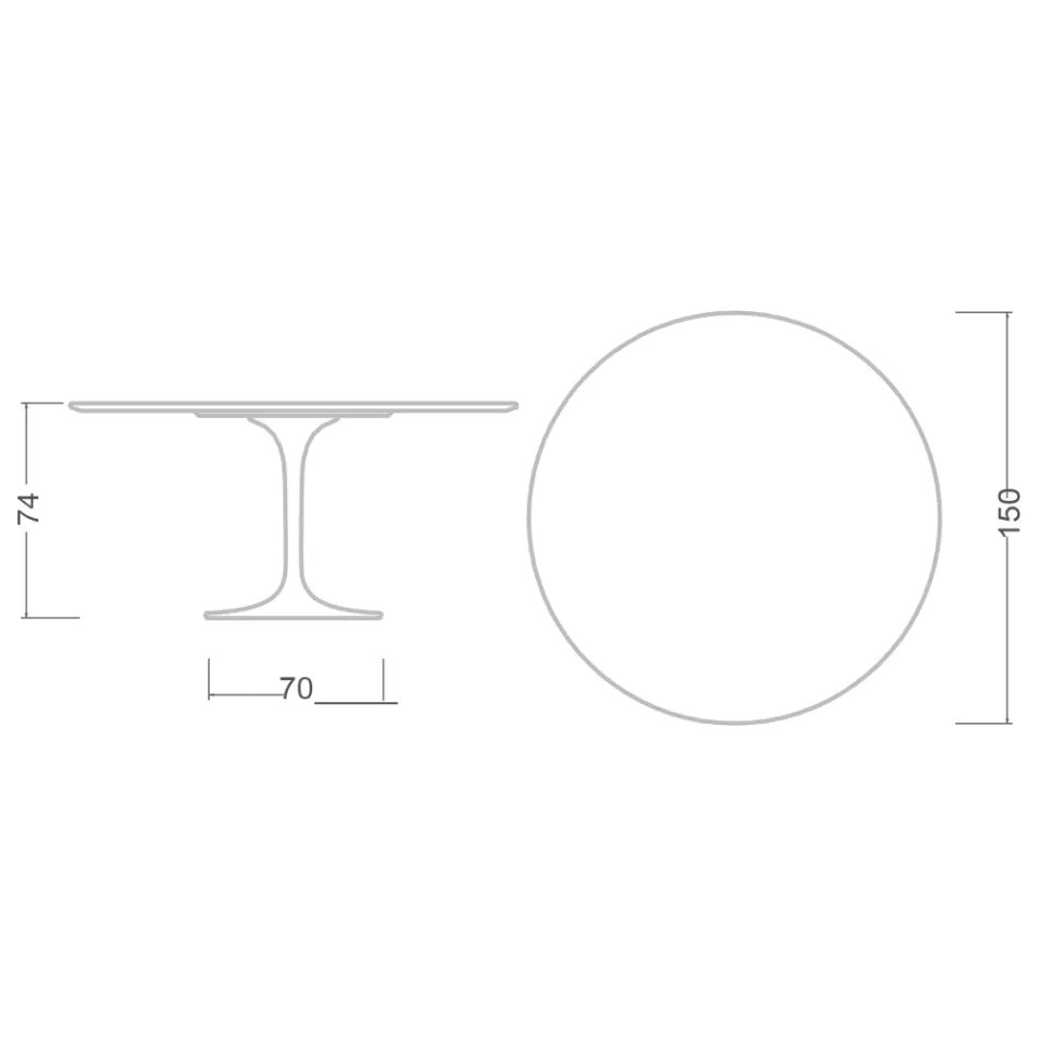 Eero Saarine Tulip Table H 74 med rund top i Verde Alpi Marmor - Scarlet Viadurini