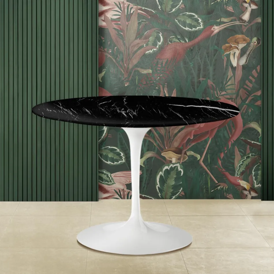 Eero Saarinen Tulip Table H 73 med sort Marquinia-marmorplade fremstillet i Italien - Scarlet Viadurini