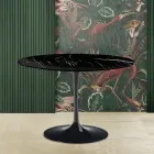 Eero Saarinen Tulip Table H 73 med sort Marquinia-marmorplade fremstillet i Italien - Scarlet Viadurini