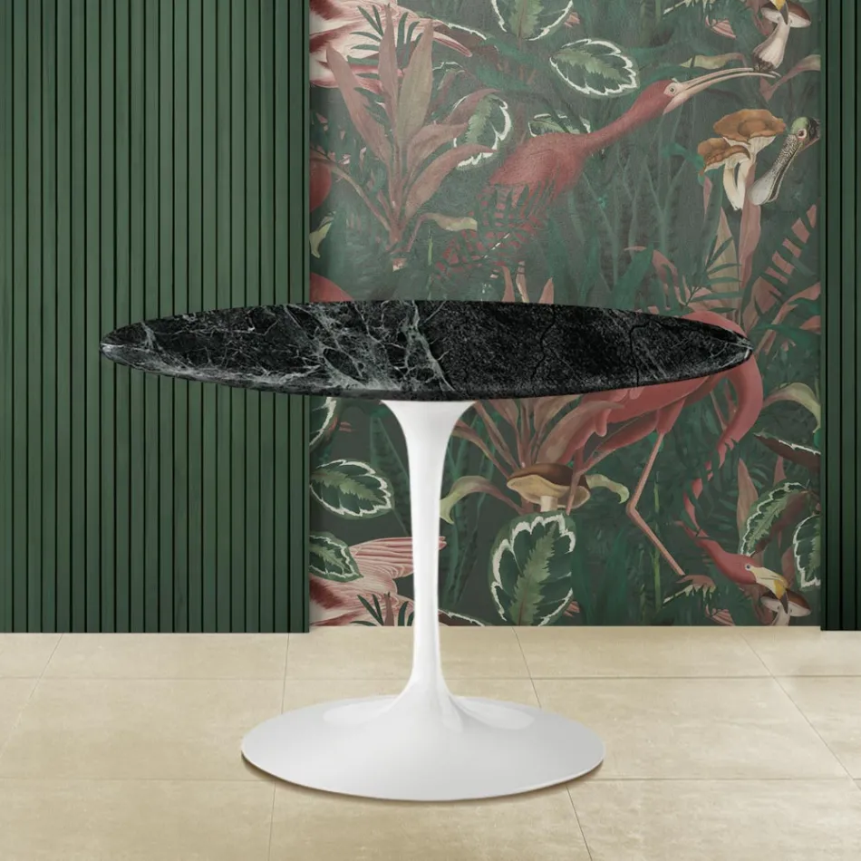 Eero Saarinen Tulip Table H 73 med grøn Alpi marmorplade fremstillet i Italien - Scarlet Viadurini