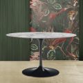 Eero Saarinen Tulip Table H 74 med oval top i Arabescato-marmor fremstillet i Italien - Scarlet