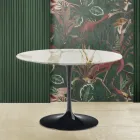 Eero Saarinen Tulip Table H 73 med rund top i guld caracatta-marmor Viadurini
