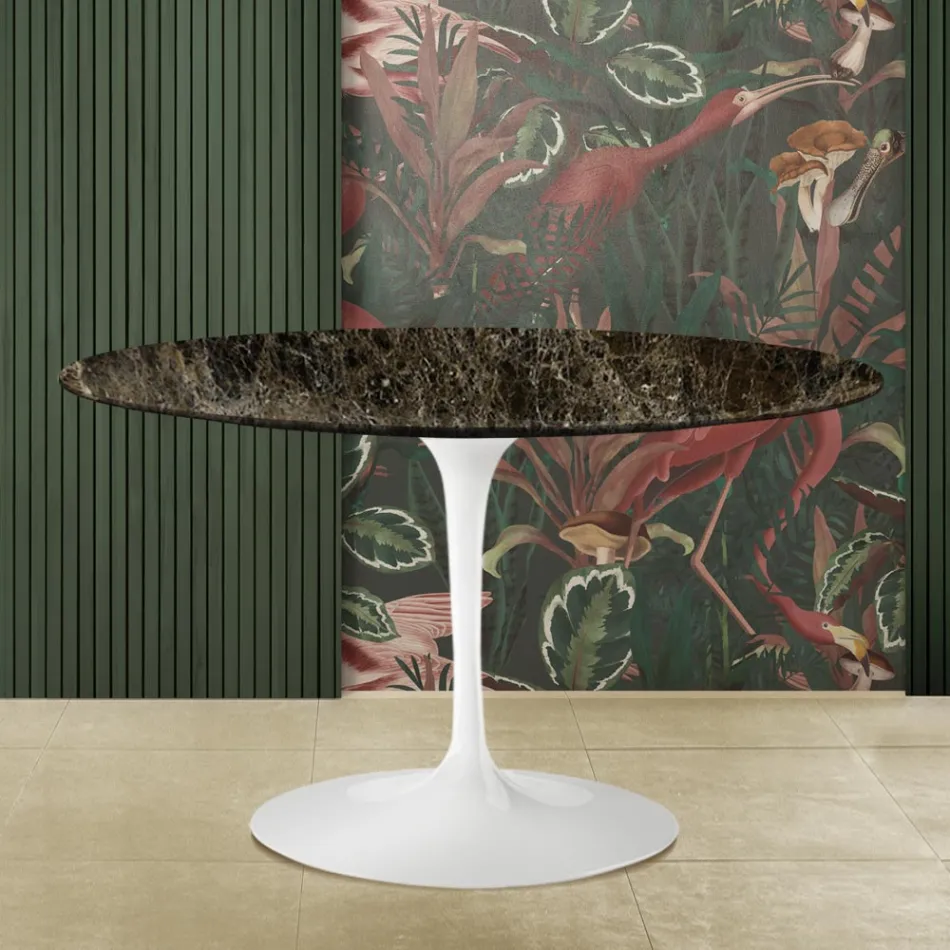 Eero Saarinen Tulip Table H 73 i mørk Emperador-marmor fremstillet i Italien Viadurini