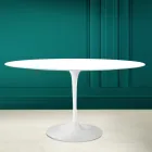 Tulipanbord Eero Saarinen H 73 Oval i absolut hvid keramik fremstillet i Italien - Scarlet Viadurini