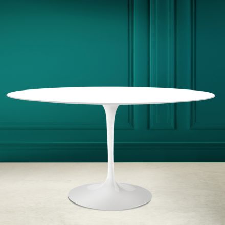 Tulipanbord Eero Saarinen H 73 Oval i Absolut hvid keramik Made in Italy - Scarlet Viadurini