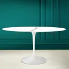 Tulipanbord Eero Saarinen H 73 Oval i Calacatta Michelangelo Keramik Viadurini