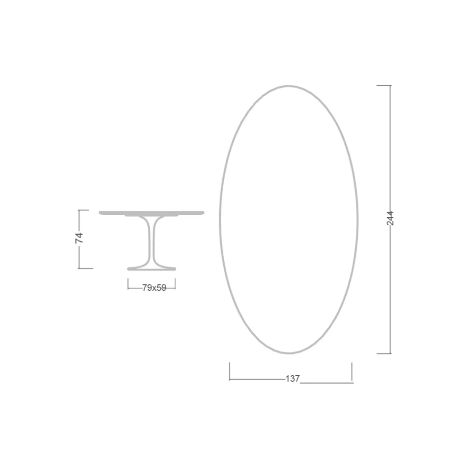 Tulipanbord Eero Saarinen H 73 Oval i keramik Calacatta Michelangelo - Scarlet Viadurini