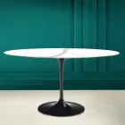 Tulipanbord Eero Saarinen H 73 Oval i Calacatta Michelangelo Keramik Viadurini
