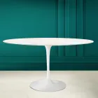 Tulipanbord Eero Saarinen H 73 Oval i diamantcreme keramik fremstillet i Italien - Scarlet Viadurini