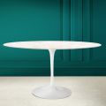 Tulip Eero Saarinen H 73 ovalt bord i keramisk diamantcreme lavet i Italien - Scarlet