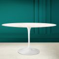 Tulipanbord Eero Saarinen H 74 Oval i diamantcreme keramik fremstillet i Italien - Scarlet