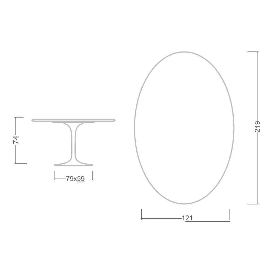 Tulipanbord Eero Saarinen H 73 Oval i diamantcreme keramik fremstillet i Italien - Scarlet Viadurini