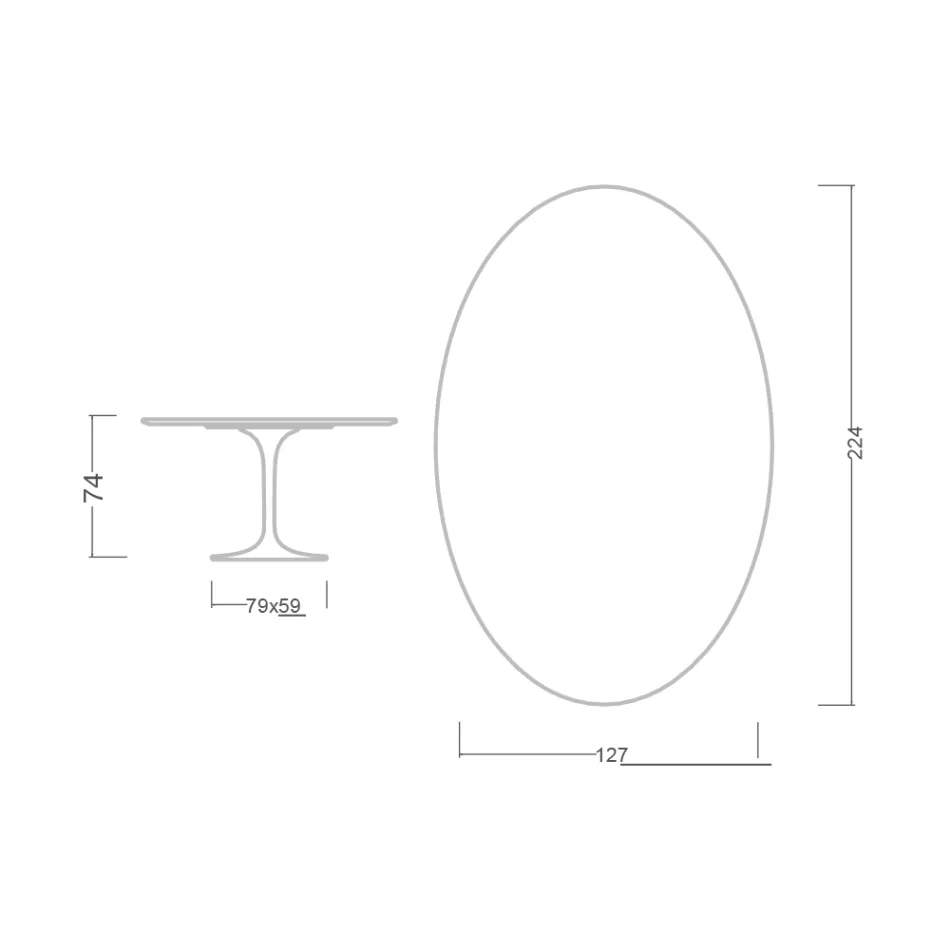 Tulipanbord Eero Saarinen H 73 Oval i keramik Entzo Made in Italy - Scarlet Viadurini