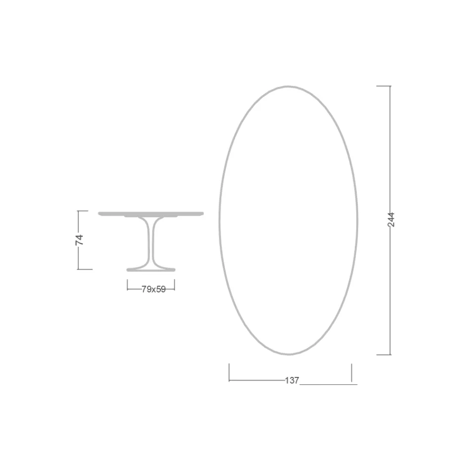 Tulipanbord Eero Saarinen H 73 Oval i keramik Entzo Made in Italy - Scarlet Viadurini