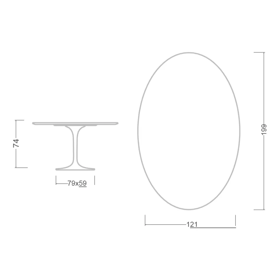 Tulipanbord Eero Saarinen H 73 Oval i keramik Invisible Select Made in Italy - Scarlet Viadurini
