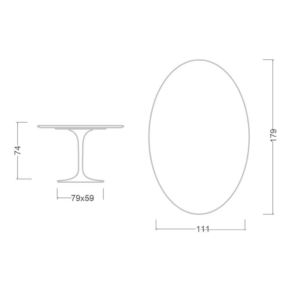 Tulipanbord Eero Saarinen H 73 Oval i keramik Kira Made in Italy - Scarlet Viadurini