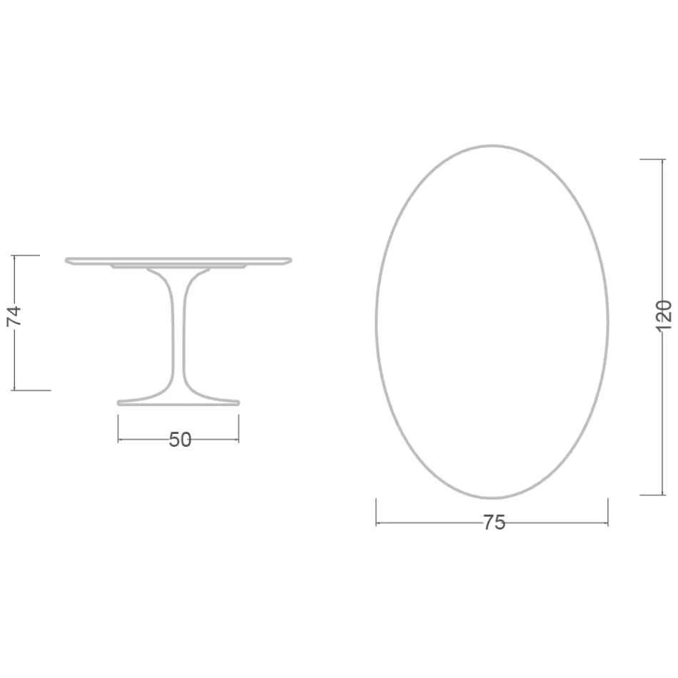 Tulipanbord Eero Saarinen H 73 Oval i keramik Kira Made in Italy - Scarlet Viadurini