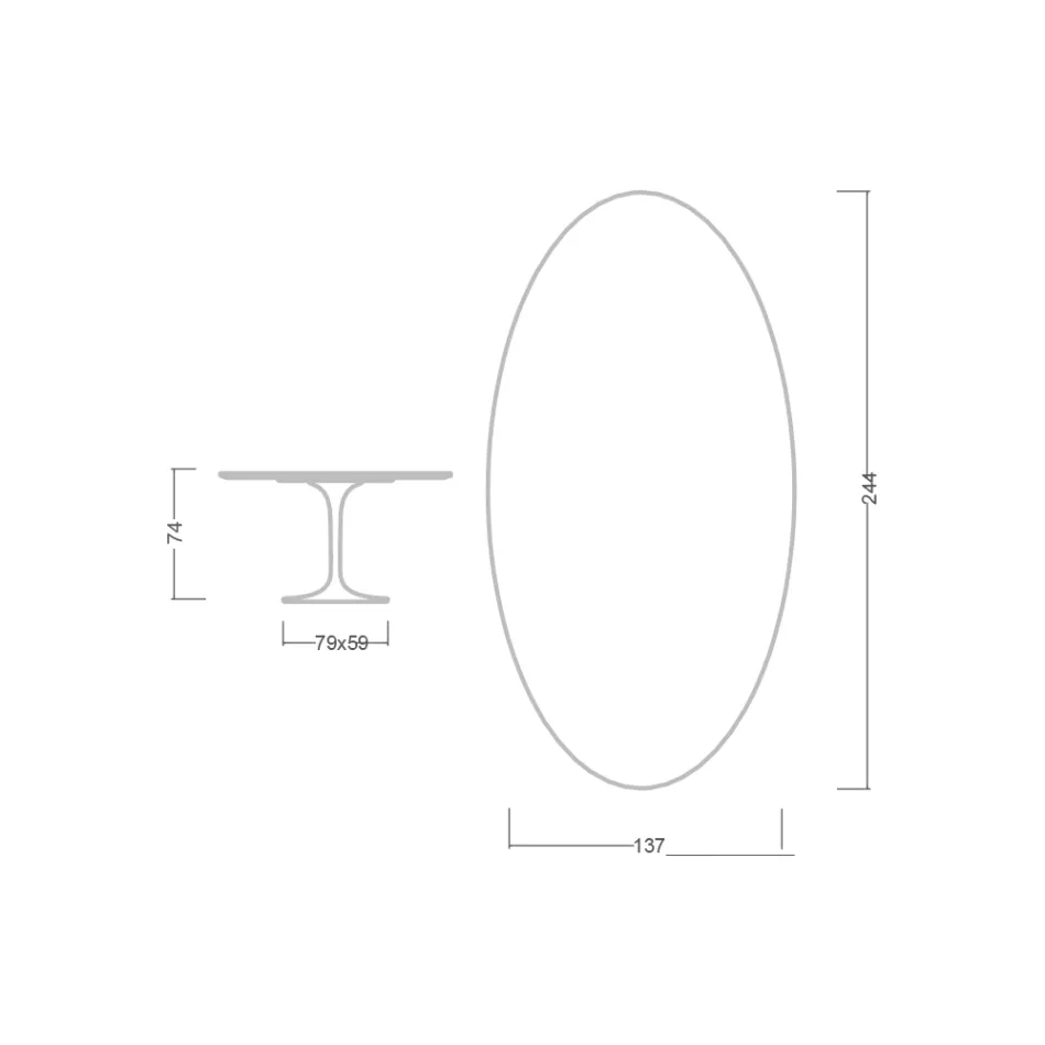 Tulipanbord Eero Saarinen H 73 Oval i keramik Morpheus Made in Italy - Scarlet Viadurini