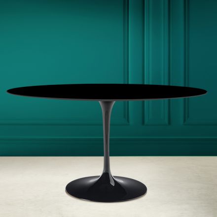 Tulipanbord Eero Saarinen H 73 Oval i Absolut Sort Keramik Made in Italy - Scarlet Viadurini