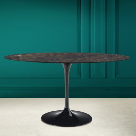 Tulipanbord Eero Saarinen H 73 Oval i Noir Desire Keramik Made in Italy - Scarlet Viadurini