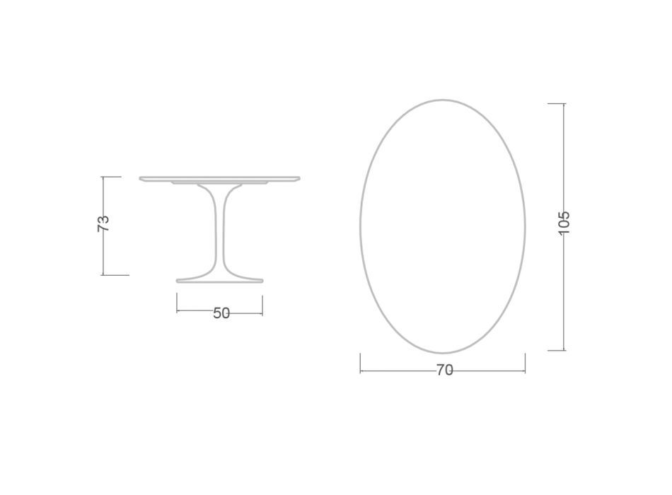 Tulipanbord Eero Saarinen H 73 Oval i grå stenkeramik Made in Italy - Scarlet Viadurini