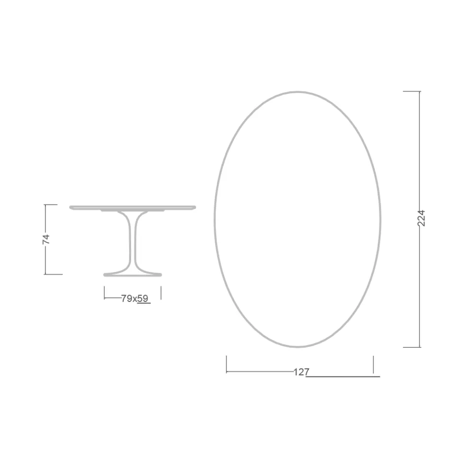 Tulipanbord Eero Saarinen H 73 Oval i keramik Rem Made in Italy - Scarlet Viadurini